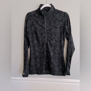 Athleta Gray and Black Tapestry Print Half Zip